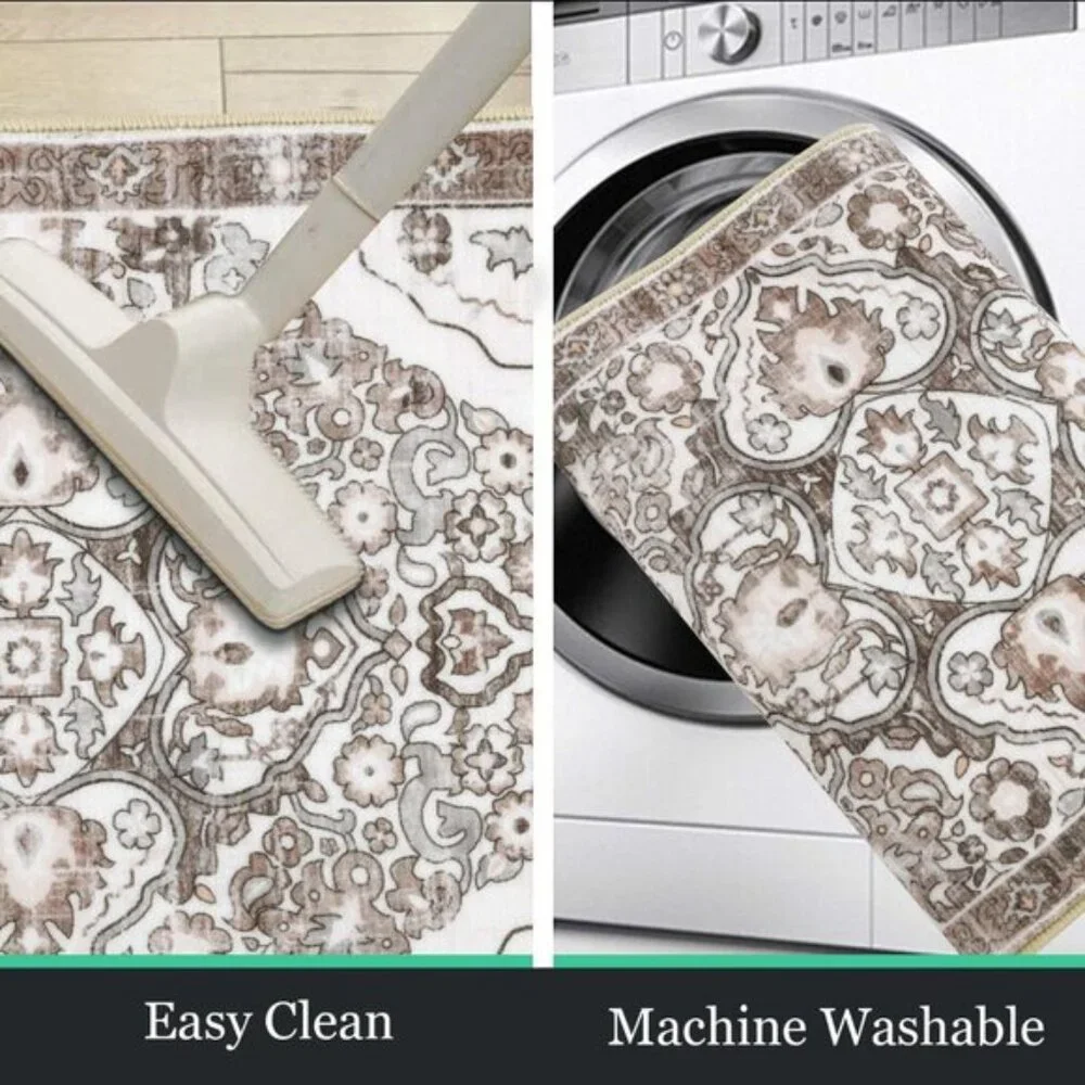 New Set of 3 Farmhouse Kitchen Area Rug, Non-Slip, Washable Runner Mats
